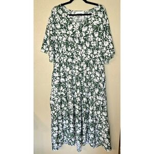 Keluummi Green Floral Short Sleeve Maxi Dress Size 22‎